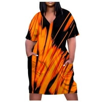 Ženske haljine na rasprodaji do gležnja kratki rukav modna ljetna haljina A kroja s izrezom i printom u obliku naranče