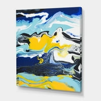 Designart 'Sažetak mramornog sastava u plavom i žutom II' Moderni platno zidne umjetničke ispis
