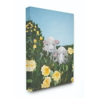 Stupell Industries Obitelj ovaca u cvijeću životinjsko zeleno plavo slikanje super platno zidna umjetnost Melissa Lyons