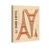 Wynwood Studio Advertising Wall Art Canvas Prints 'La Tour Eiffel' Plakati - Narančasta, crno