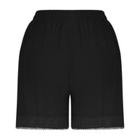 Ženske bermudske kratke hlače do koljena s asimetričnim rubom, pamučne lanene kratke hlače, Ležerne jednobojne hlače s elastičnim