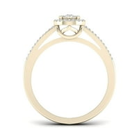 1 4CT TDW Diamond 10K žuti zlatni halo zaručnički prsten