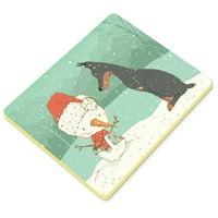 Božićni tepih za kuhinju ili kupaonicu s Dobermanom i snjegovićem 24h36