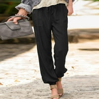 Ženske hlače na rasprodaji, ženske jednobojne hlače Na vezanje s elastičnim pojasom i džepovima, casual Radne hlače
