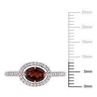 Donje prsten Miabella s nara T. G. W. ovalnog rez i dragulj T. W. od ružičastog zlata 10 karat s aureolom