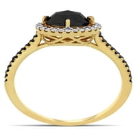 Zaručnički prsten od 14 karatnog žutog zlata od 1 karatnog crno-bijelog dijamanta