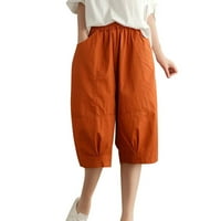 Ženske hlače ljetne hlače s elastičnim strukom široke hlače za slobodno vrijeme s džepom uobičajene modne tajice