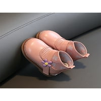 Prozračne kratke čizme za djevojčice, kožne čizme s okruglim nožnim prstima, školske rastezljive cipele u ružičastoj boji 6c
