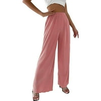 Ženske Ležerne hlače visokog struka jednobojne široke hlače ravnih nogavica ženske ružičaste hlače