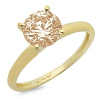 Zaručnički prsten okruglog reza od 1,5 karata s imitacijom dijamanta od šampanjca od žutog zlata od 18 karata, veličine 4,25
