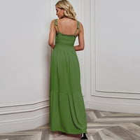 Ženske haljine Rasprodaja Maksi bez rukava Maksi modna jednobojna ljetna haljina S naramenicama u zelenoj boji