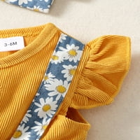 Klizači s printom tratinčica za Djevojčice Dječji kombinezon bez leđa ljetna odjeća + traka za glavu Žuta od 0 mjeseci