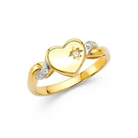 Nakit od 14k zlatnog srca s kubičnim cirkonijem, modni prsten za obljetnicu veličine 6,5