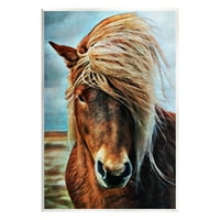 Stupell windblown mane Country Horse Animals & Insects Slikanje zidne ploče Umjetnički umjetnički umjetnost Umjetnička umjetnost
