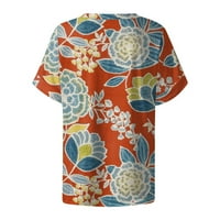 Ljetna majica s kratkim rukavima za žene, ležerna majica s cvjetnim printom u obliku slova u, modna udobna bluza, majica s tunikom,