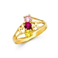 Nakit 14k žuto zlato s kubičnim cirkonijem i kubičnim cirkonijem, modni prsten za godišnjicu braka za majke, Veličina 9