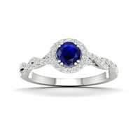 Imperijalni dragulj Sterling Silver Oval Cut stvorio je Cejlon Sapphire i stvorio bijeli safirski halo ženski zaručnički prsten