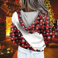 Ženske pulovere, tunike s božićnim printom, vrhovi s džepovima, crveni džemper Plus veličine