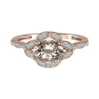 1- Carat T.G.W. Morganite & Carat T.W. Dijamantni zaručnički prsten za quatrefoil u 10k ružičastom zlatu