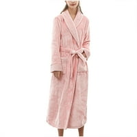 Parovi haljina za muškarce i žene, zimski topli ogrtač od flisa, jesenska spavaćica s otvorenim prednjim dijelom, ružičasta