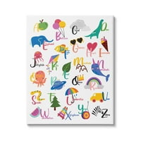 Stupell Industries Učenje abeceda Pisma raznih životinja Food Things Canvas Wall Art, 30, Dizajn Louise Allen