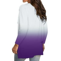Ženske modne casual majice s izrezom u obliku slova B i dugim rukavima s gradijentnim printom majica bluza