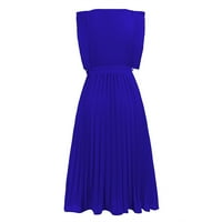 Plus size haljina rasprodaja Ženska ljetna nježna nabrana Haljina Bez rukava jednobojna Temperamentna haljina u plavoj boji 8