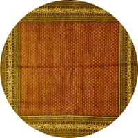 Tradicionalni perzijski tepisi za sobe okruglog oblika žute boje, promjera 7 inča