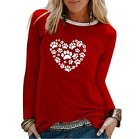 Ženske jesenske majice, Ženski ležerni pulover s dugim rukavima s uzorkom medvjeđe šape, gornja odjeća