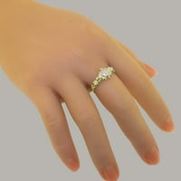 9-karatni prsten od žutog zlata britanske proizvodnje s prirodnim opalom i dijamantom ženski jubilarni prsten - opcije veličine-veličina
