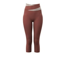 Nudi joga kratke hlače za žene, lepršave hlače koje odgovaraju boji za podizanje bedara, hlače za vježbanje visokog struka, Capri