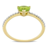1- Carat T.G.W. Peridot i Carat T.W. Dijamantni 14KT zaručnički prsten od žutog zlata