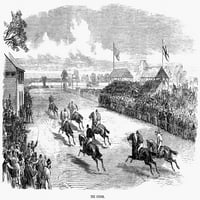 Konjske utrke, 1870. Na cilju. Drvorez, engleski. Ispis plakata od