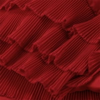 Ženske maksi haljine kratkih rukava modna jednobojna ljetna haljina A kroja s izrezom u obliku slova U, crvena 2 inča