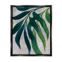 Stupell zelene biljke palmine viseće lišće botaničko i cvjetno slikanje crni plutač uokviren umjetničkim printom zid umjetnost