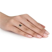 Zaručnički prsten od 14k žutog zlatnog ovalnog pasijansa s crnim dijamantom.