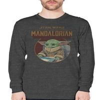 Mandalorian muški i veliki muški baby yoda dugi rukav grafički majica majice grickalice, veličine s-3xl