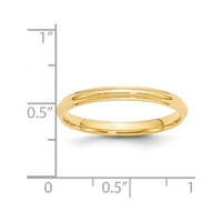 Prirodno zlato, karatno žuto zlato, polukružni prsten s rubom, veličina 5,5