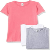 Jednobojne majice za djevojčice, pamuk, pamuk, bijela vruća ružičasta vrijeska