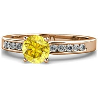 Zaručnički prsten od žutog safira i dijamanta od 1 karatnog ružičastog zlata od 14 karata.veličina 4,5