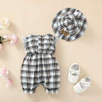 Odjeća za djevojčice od 3 mjeseca, kombinezon bez rukava za djevojčice, bodi + kapa, crno-bijeli set