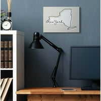 Stupell Industries New York Home State Map Neutral Print Design Canvas Wall Art by Daphne Polselli
