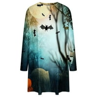 Ženske jesenske haljine s okruglim vratom i printom za Noć vještica, široke haljine s dugim rukavima od 6 do 4485 do 839