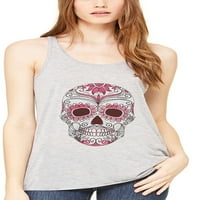 Ženska majica bez rukava s cvjetnim dizajnom lubanje