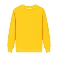 Ženska jesenska / zimska majica s okruglim vratom, jednobojni pulover, majica u žutoj boji