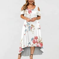 Ženska haljina s cvjetnim uzorkom u About-U Plus Size Seksi mini haljina bez rukava s cvjetnim printom s remenom u bijeloj boji