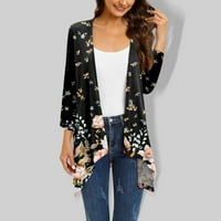 Ženski kardigan s tri četvrtine nepravilnog rukava s gradijentnim printom i džepnom jaknom
