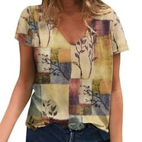 Ženske majice s kratkim rukavima, Ležerne ženske Ležerne ljetne majice s akvarelom i dekolteom u obliku slova u, Majice za vježbanje