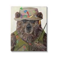 Galerija slika ribarske odjeće smeđeg medvjeda grizlija s štapom-zidni ispis na platnu u omotu, 24,30