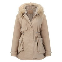 Zimski kaputi za žene topli kaput s kapuljačom jakna s uspravnim ovratnikom tanka kaki zimska gornja odjeća